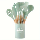 12-Piece wooden handle kitchen utensil set