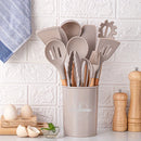 12-Piece wooden handle kitchen utensil set