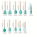 12-Piece wooden handle kitchen utensil set
