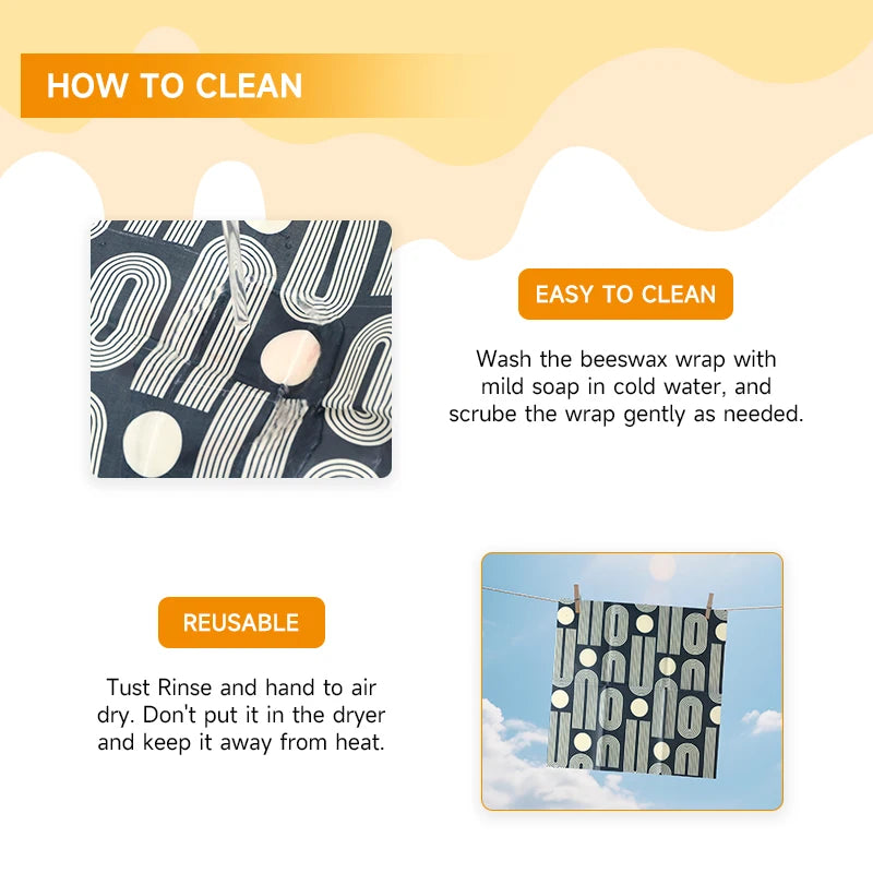 Beeswax Wraps Kit for Food Storage – 3pcs or 6pcs