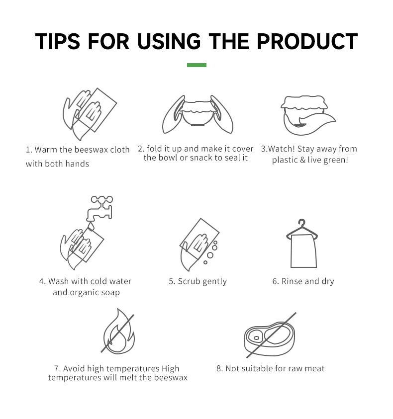 Beeswax Wraps Kit for Food Storage – 3pcs or 6pcs