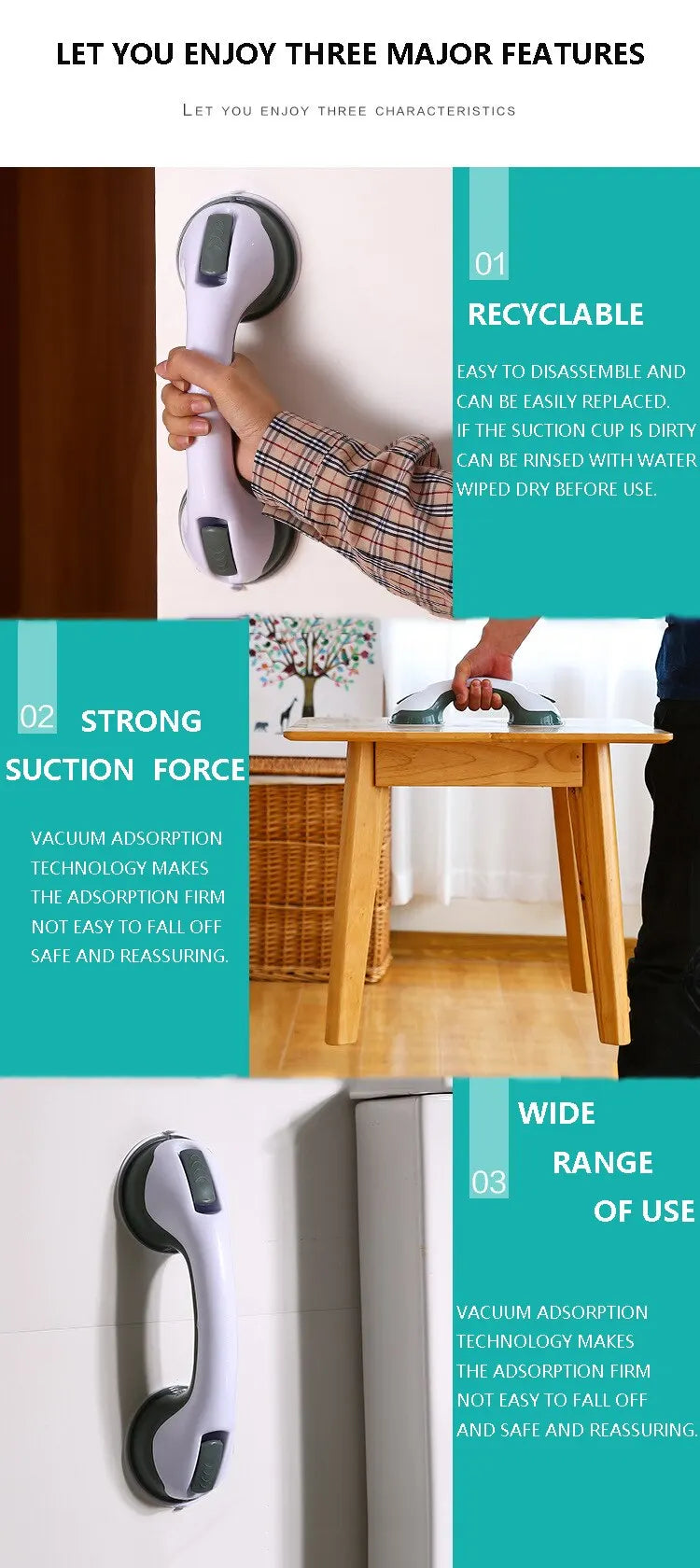 SafeGrip™ – Powerful Suction Safety Bar | With suction cup – Buy 1, get 2 free!