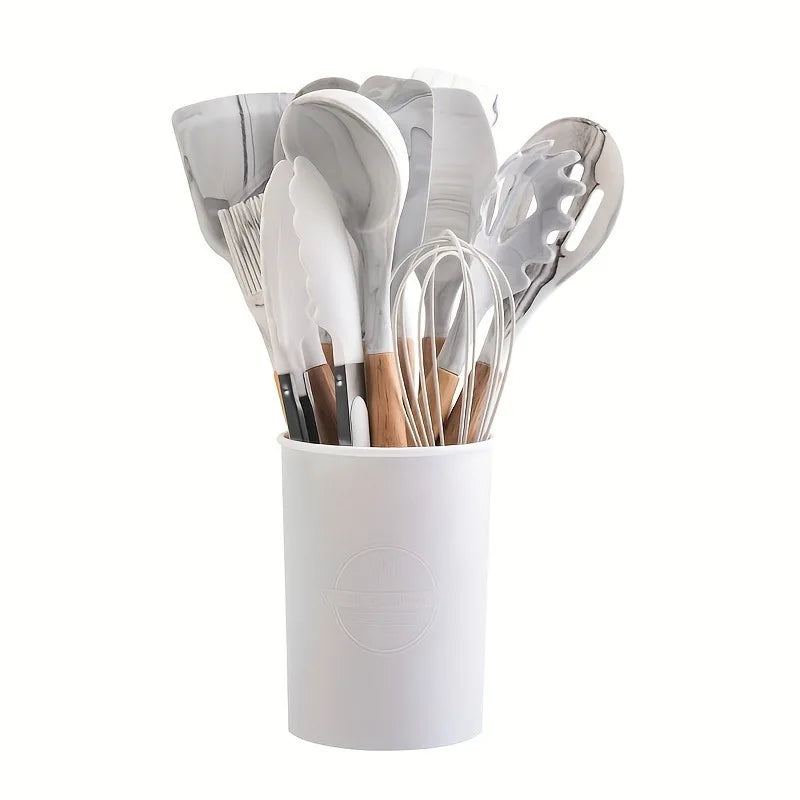 12-Piece wooden handle kitchen utensil set
