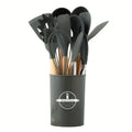 12-Piece wooden handle kitchen utensil set