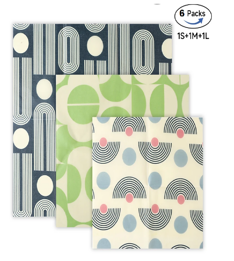Beeswax Wraps Kit for Food Storage – 3pcs or 6pcs
